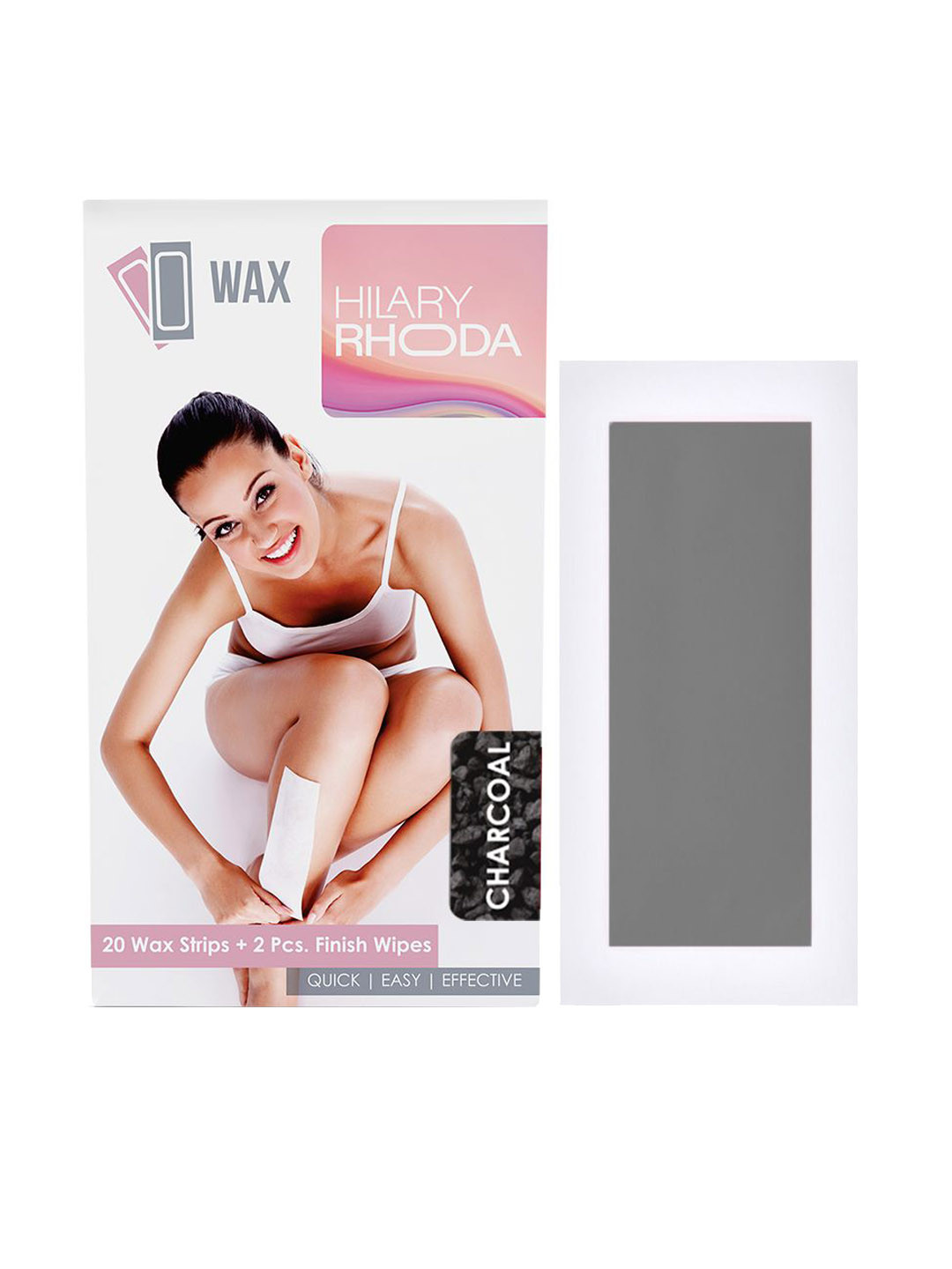 Hilary Rhoda Easy To Use Wax Strips With Finish Wipes -  Charcoal Extract - 20 Strip