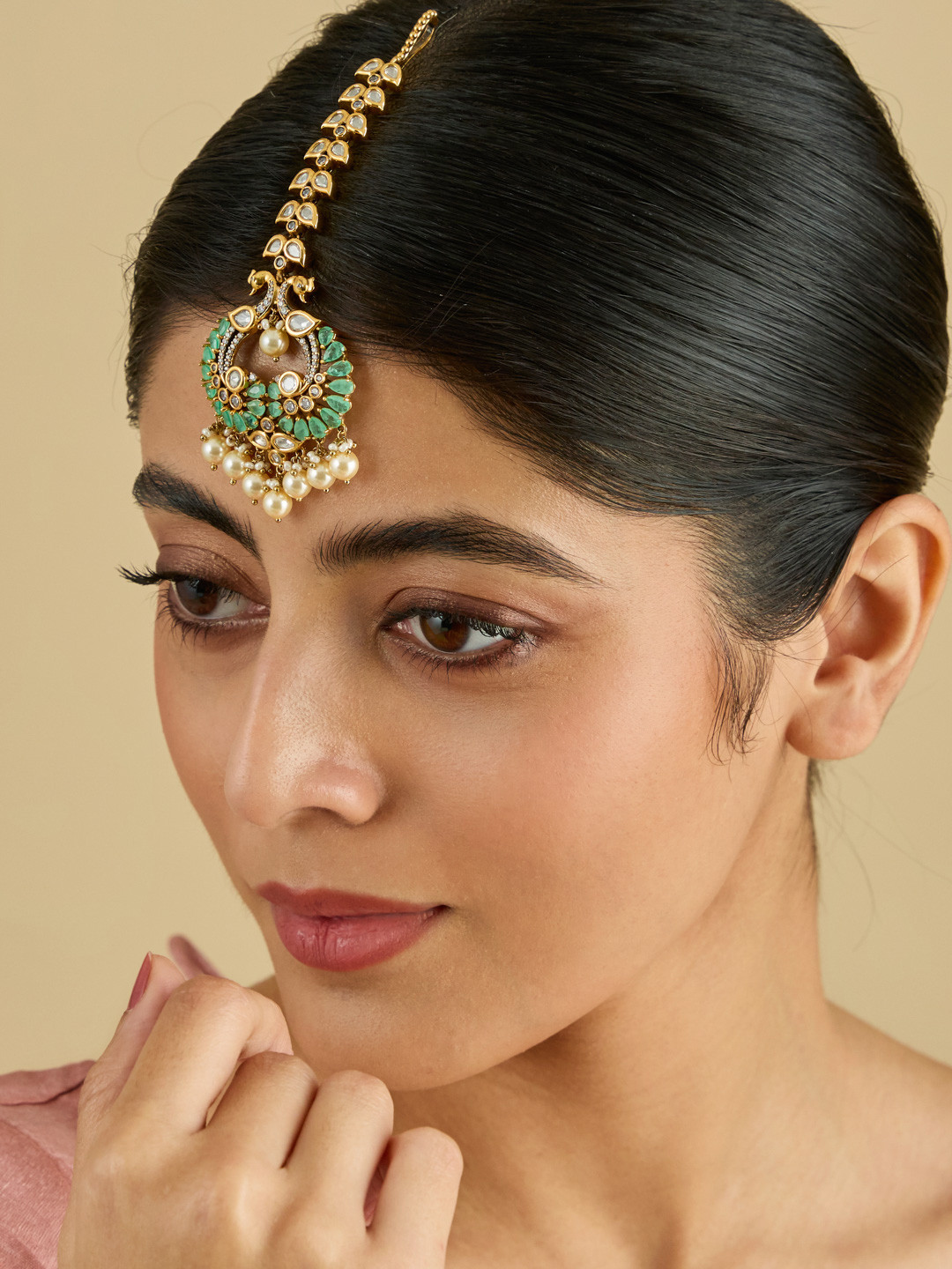 Kushal's Fashion Jewellery Embellished Bridal Victorian-Plated Kundan  Maang Tikka