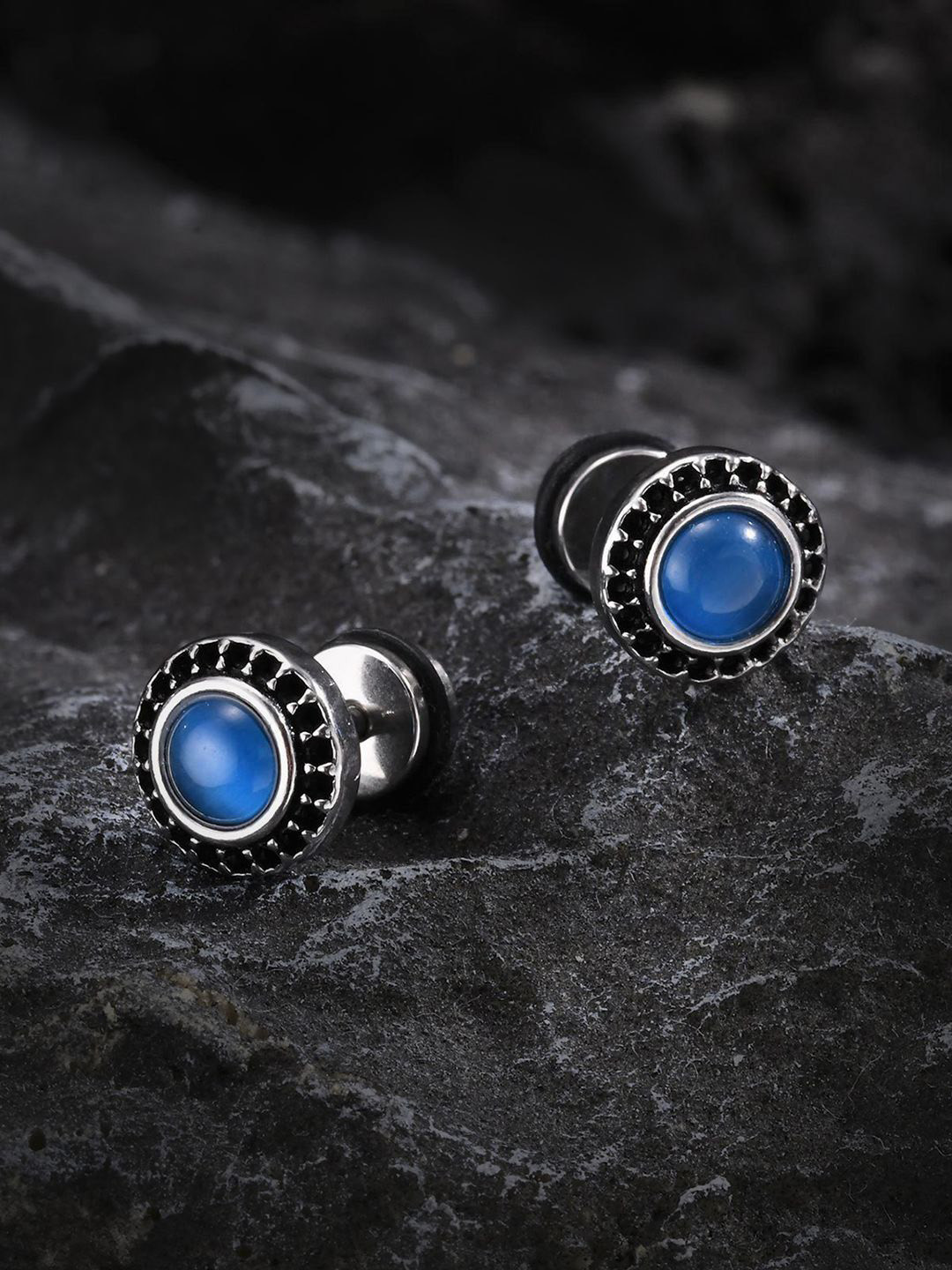 Peora Silver-Plated Artificial Stones Studded Circular Shaped Studs