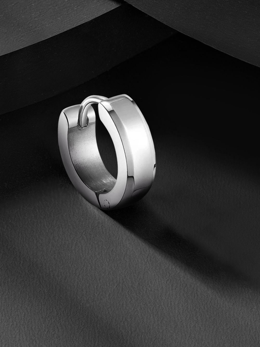 Peora Stainless Steel Silver Plated Circular Shaped Hoop Earrings