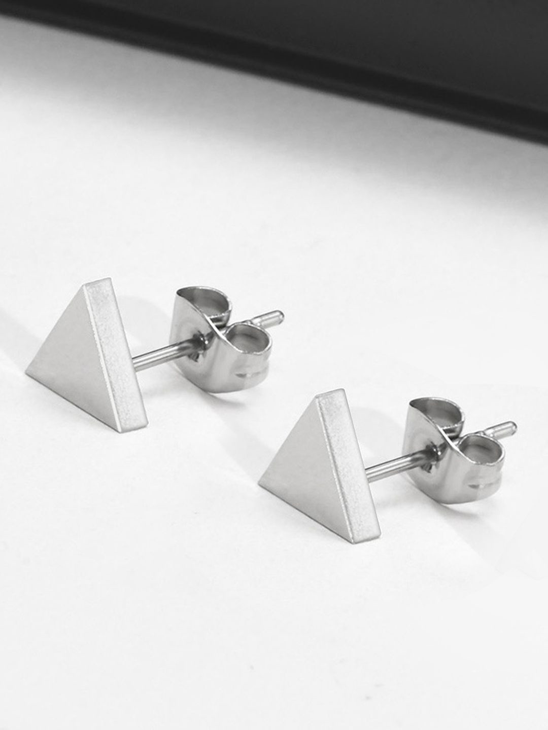 Peora Mens Silver-Plated Stainless Steel Contemporary Studs