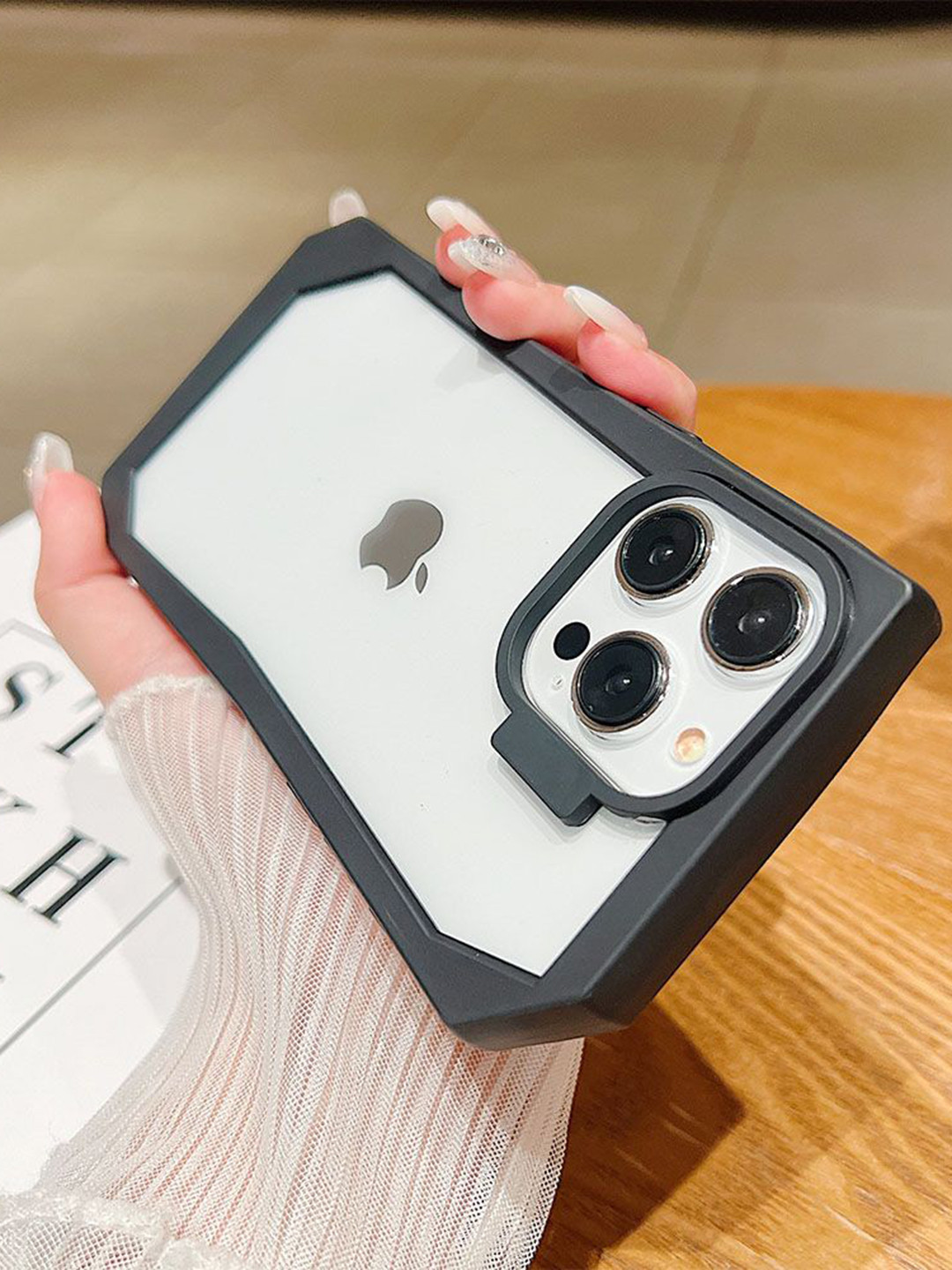 Luxury Kase LK141 Simple Transparent Irregular Shape iPhone 14 Pro Back Case