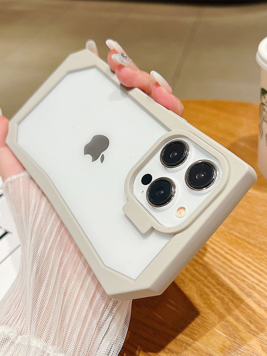 Luxury Kase LK141 Simple Transparent Irregular Shape iPhone 15 Pro Back Case