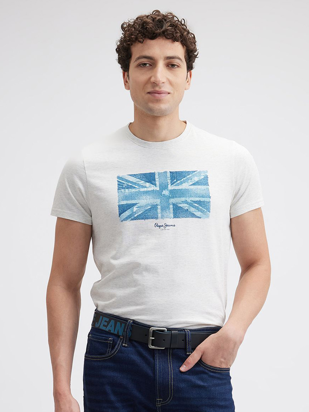 Pepe Jeans Men Graphic Printed Round Neck Cotton Slim Fit T-shirt
