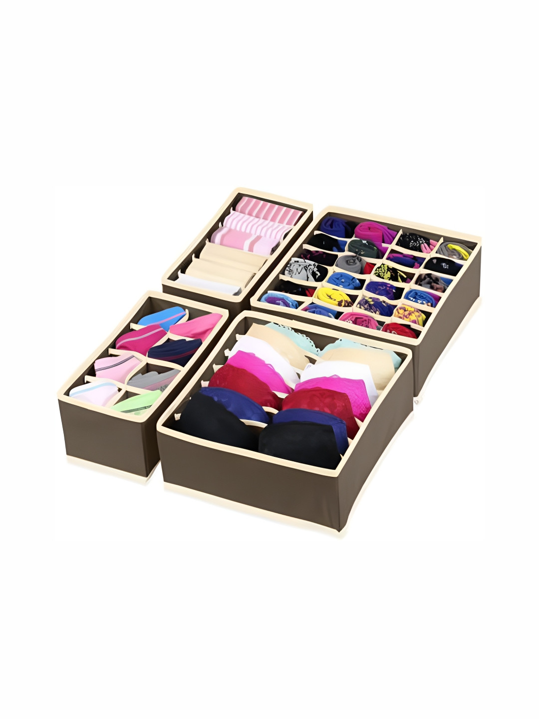 FAVRIA Brown 4 Pieces Foldable Multi-Utility Organisers