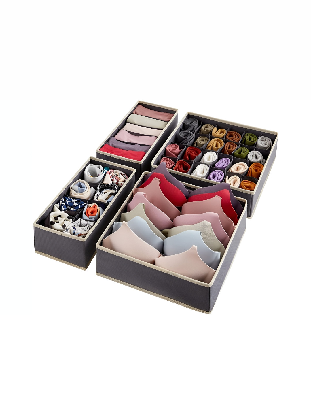 FAVRIA Grey 4 Pieces Foldable Multi-Utility Organisers