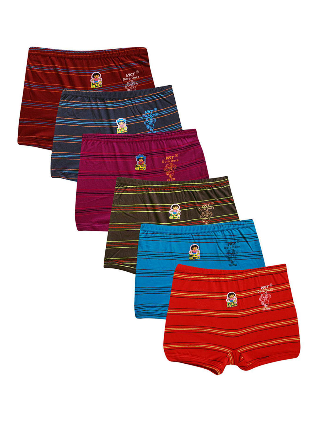 Dora Dora Infant Boys Pack Of 6 Striped Pure Cotton Basic BriefsMY-BY-DOLINE-DRAW-6PC