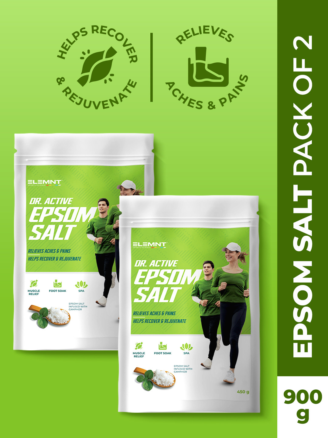 Elemnt Sports Science Set Of 2 Dr.Active Epsom Salt - 450 g Each