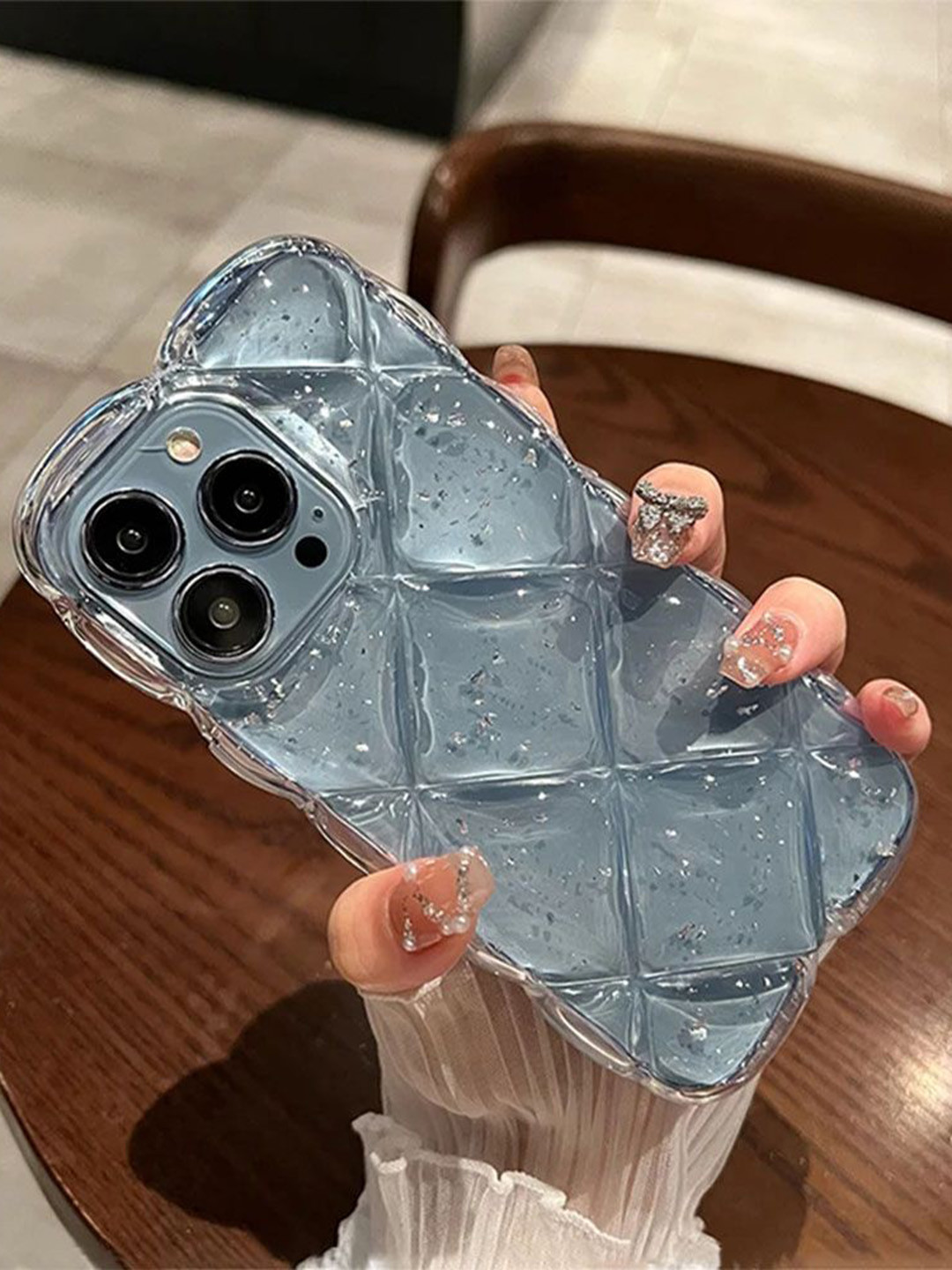 Luxury Kase Lk131 Wavy Edge Shiny Glitter Star Case iPhone 14 Pro Back Case