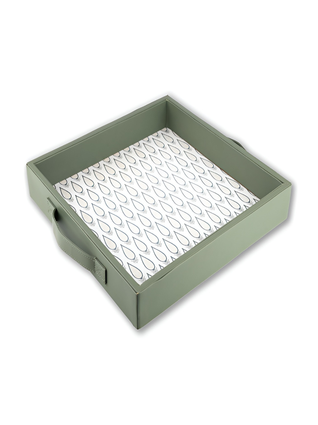 BIRCH & CO. Green 5 Pieces Geometric Printed Wooden Serving Tray With Coasters