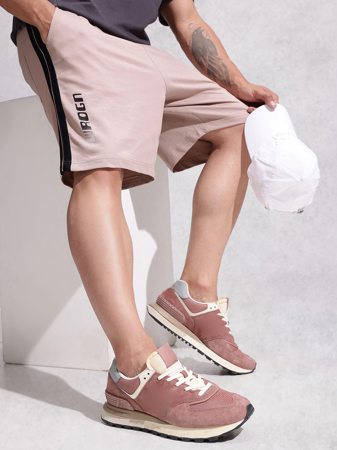 WROGN Men Side Striped Loose Fit Pure Cotton Shorts