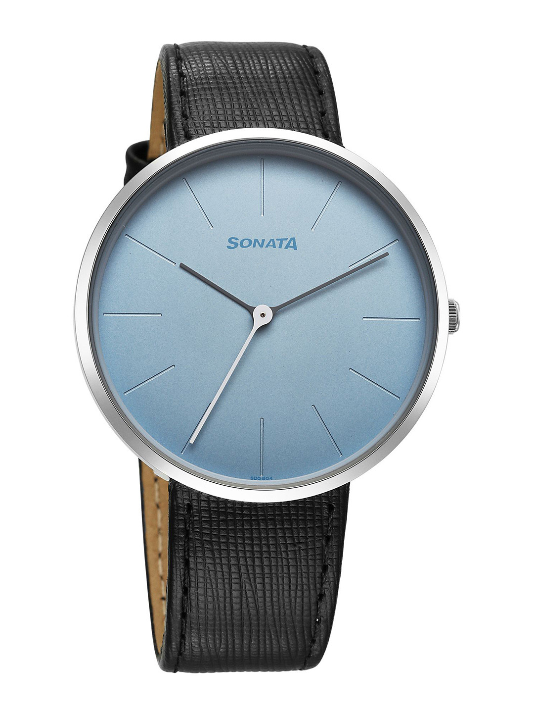 Sonata Men Brass Dial & Leather Bracelet Style Straps Analogue Watch 77152SL03