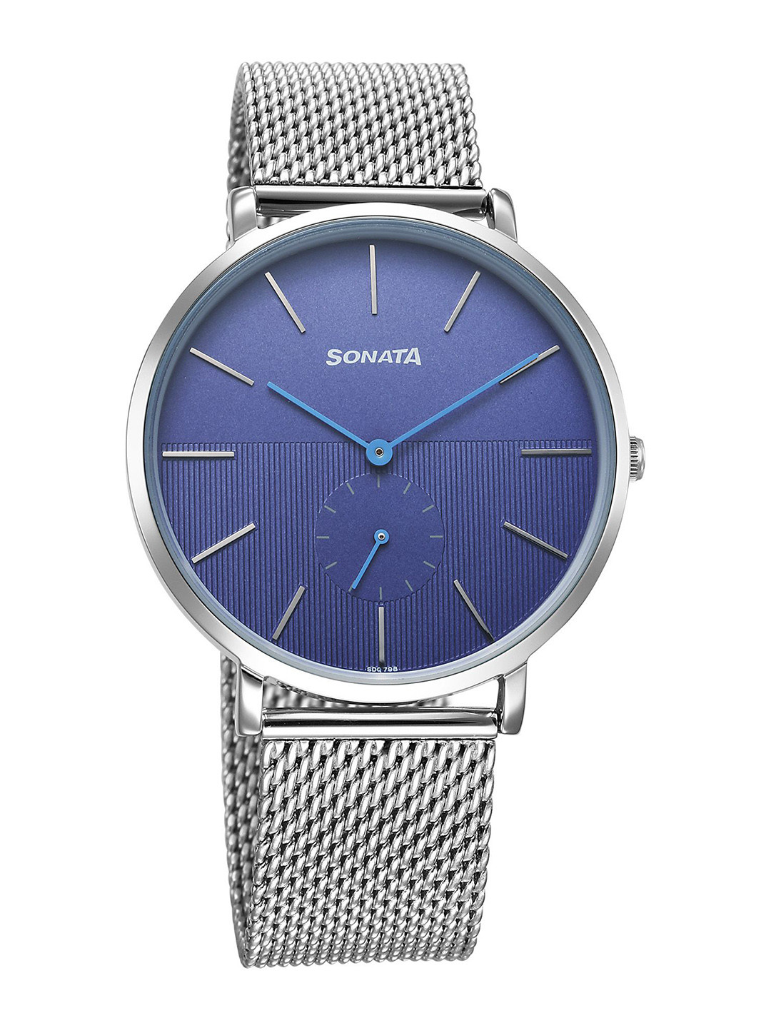 Sonata Men Brass Dial & Stainless Steel Straps Watch 77150SM04