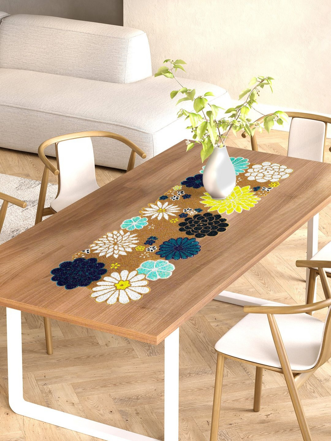 PURINA'S Brown & Black Textured Beaded Table Runner
