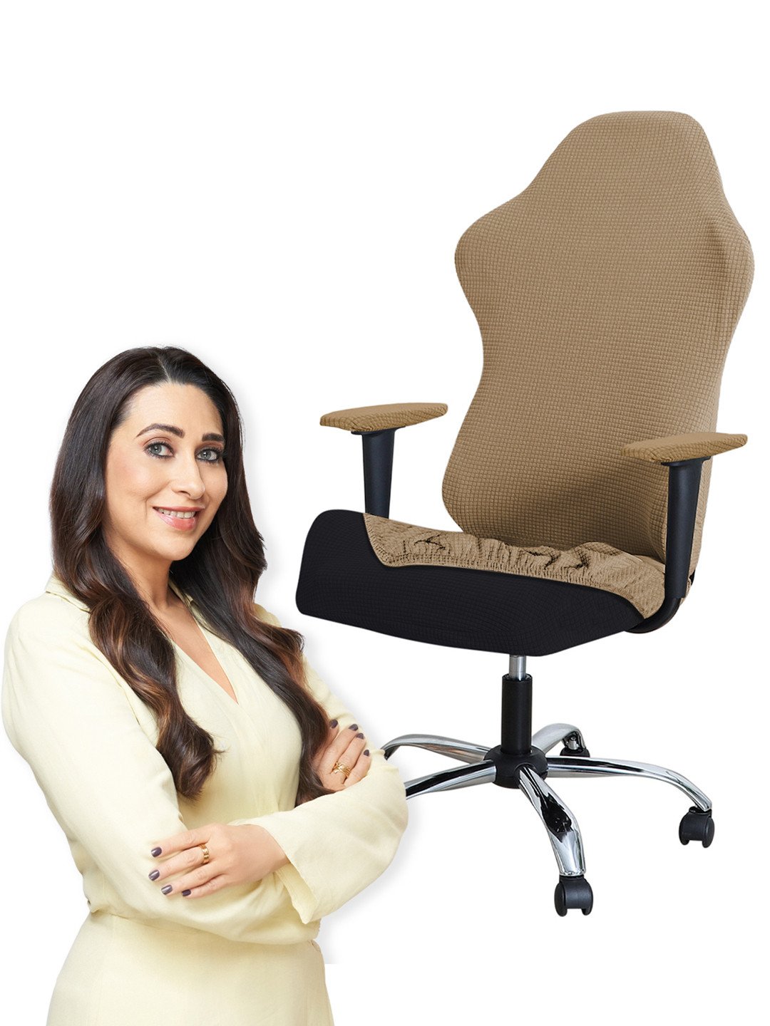 HOKIPO Camel Brown Water Resistant Stretchable Gaming Chair Cover