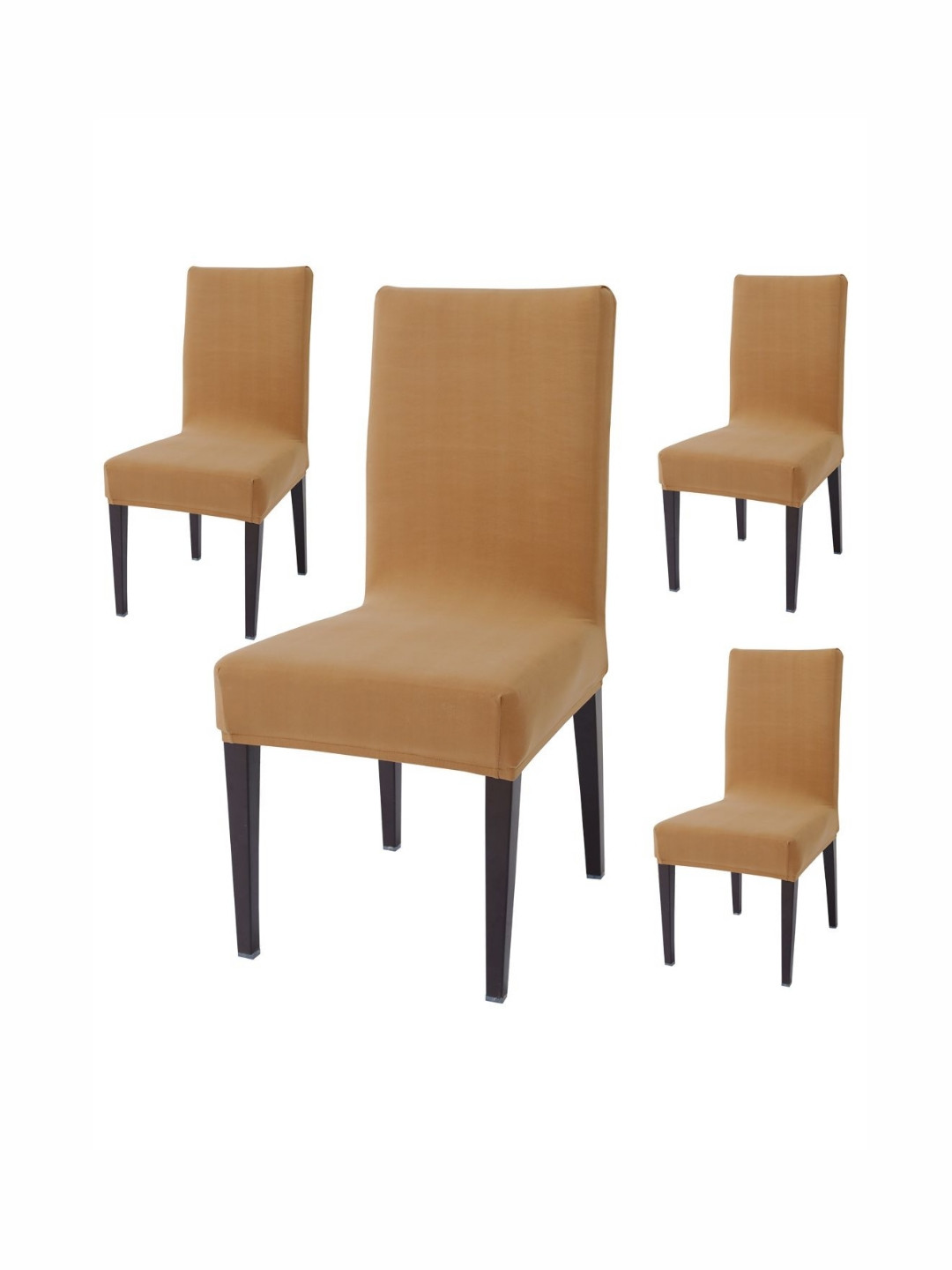 HOKIPO Brown Set of 4 Elastic Dining Chair Cover Protector Seat Slip Covers