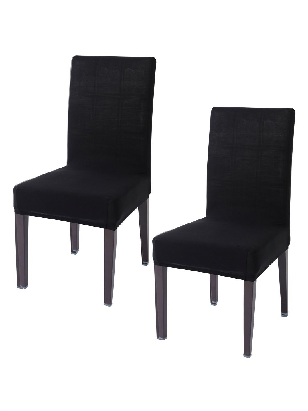 HOKIPO Black Set Of 2 Stretchable Dining Chair Elastic Slip Covers