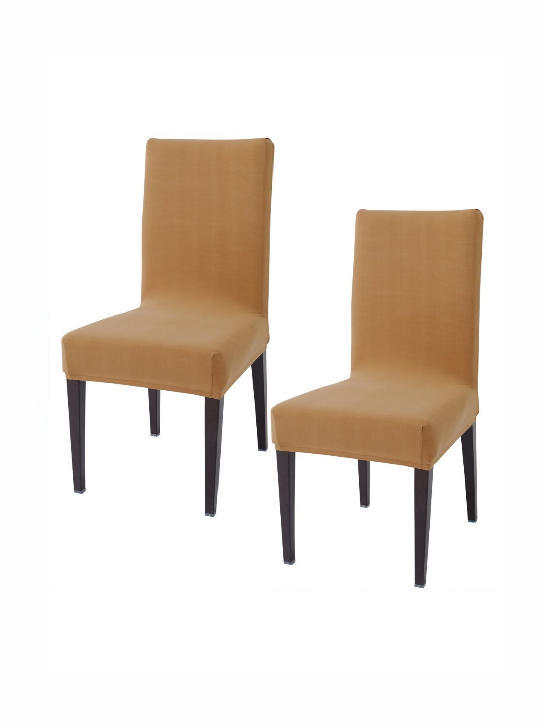 HOKIPO Brown Set Of 2 Elastic Dining Chair Covers