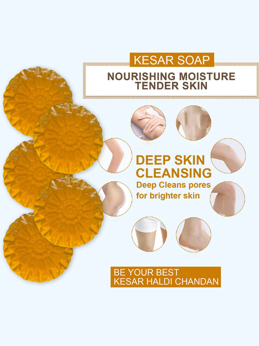 GROOVY Pack Of 5 Kesar Soaps - 100 g Each