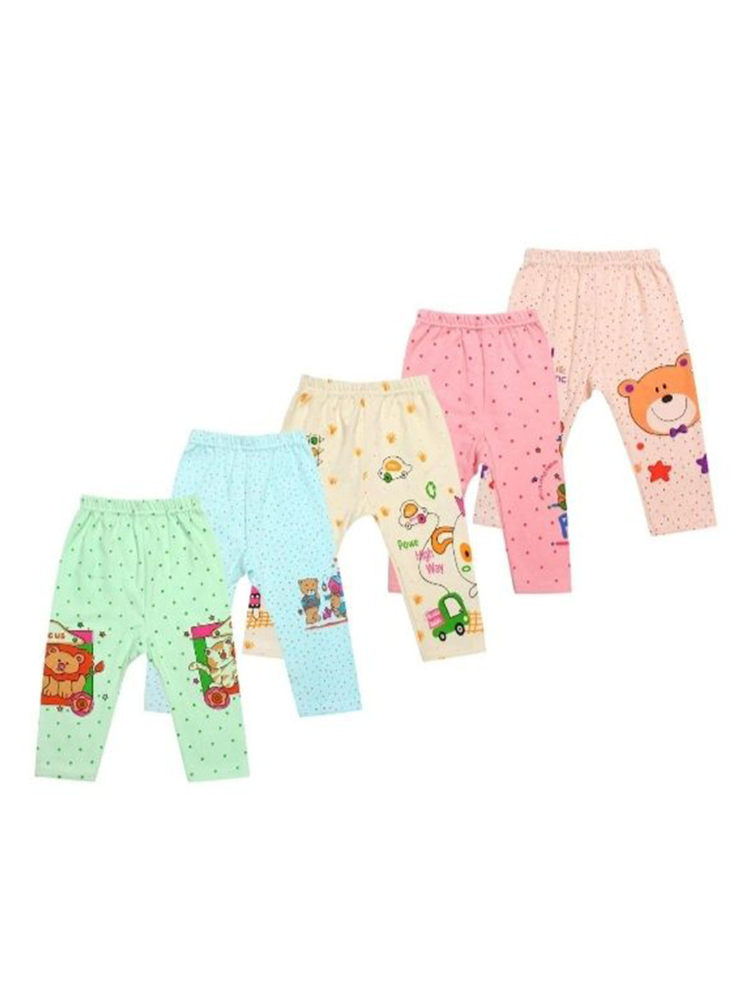 ISHRIN Infants Pack Of 5 Printed Cotton Track Pants
