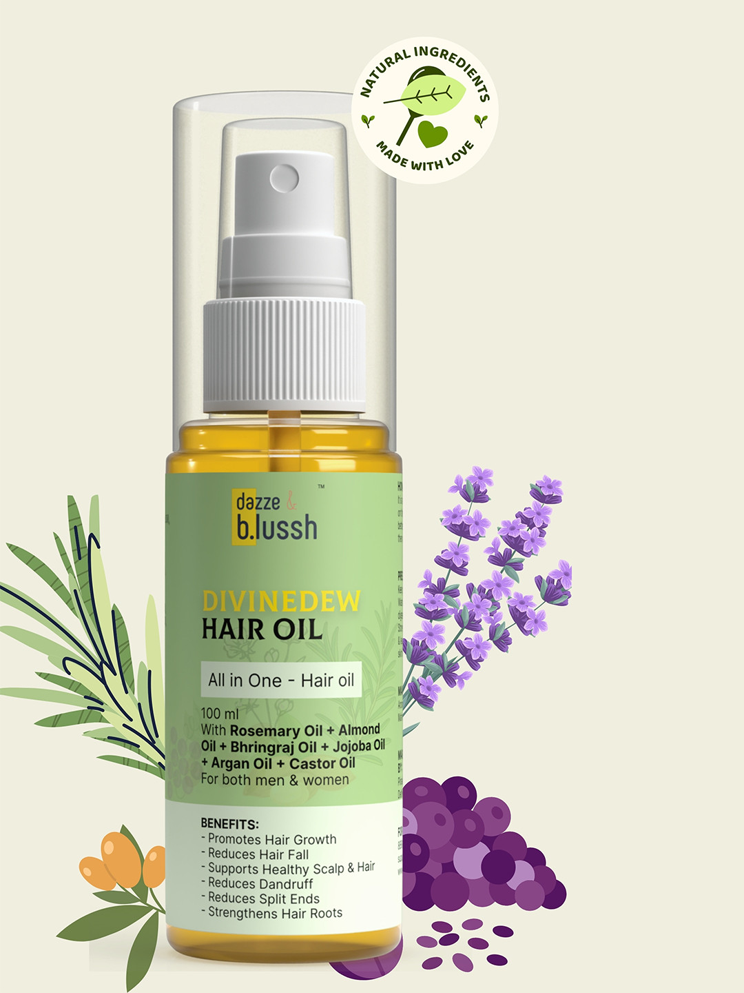 Dazze and blussh DivineDew Hair Oil With Rosemary & Almond Oil - 100 ml