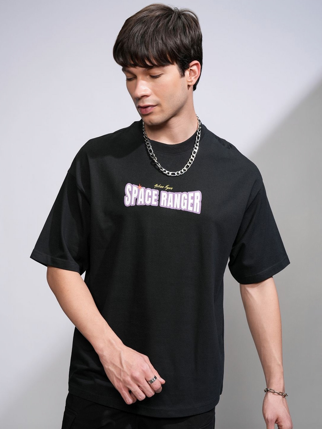 HIGHLANDER Pixar Men Round Neck Drop Shoulder Oversized T-Shirt