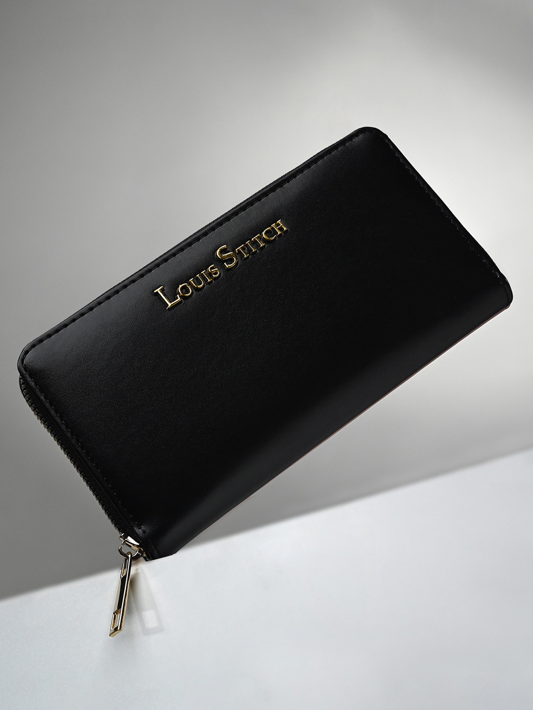 LOUIS STITCH Women Black Zipper Closure Clutch Hand Purse