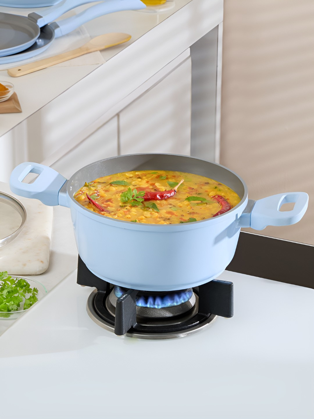 BOROSIL Vajra Blue & Transparent Ceramic Cook And Serve Casserole 1.2 L