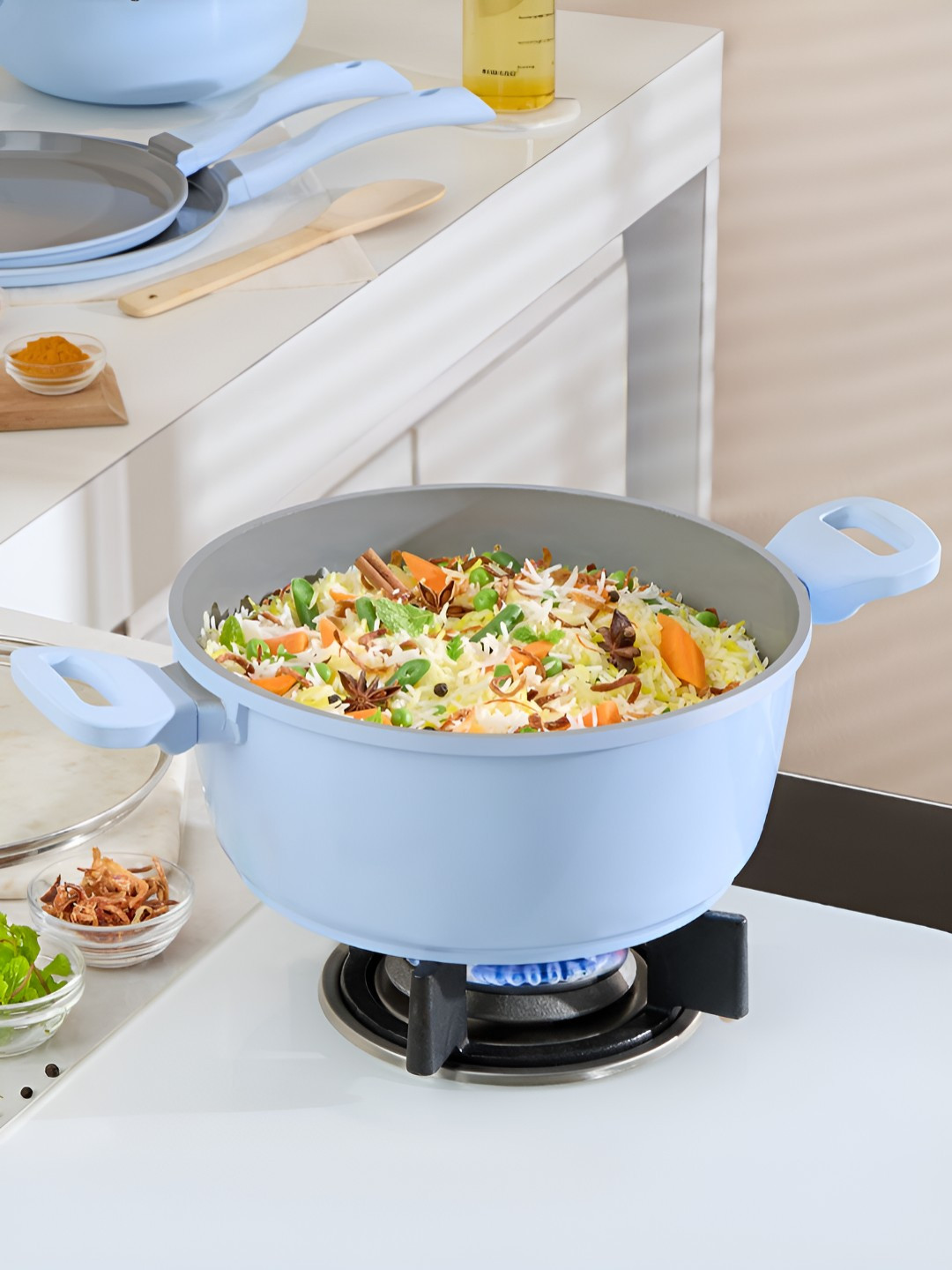 BOROSIL Vajra Blue & Grey Ceramic Cook And Serve Casserole 3.2 L