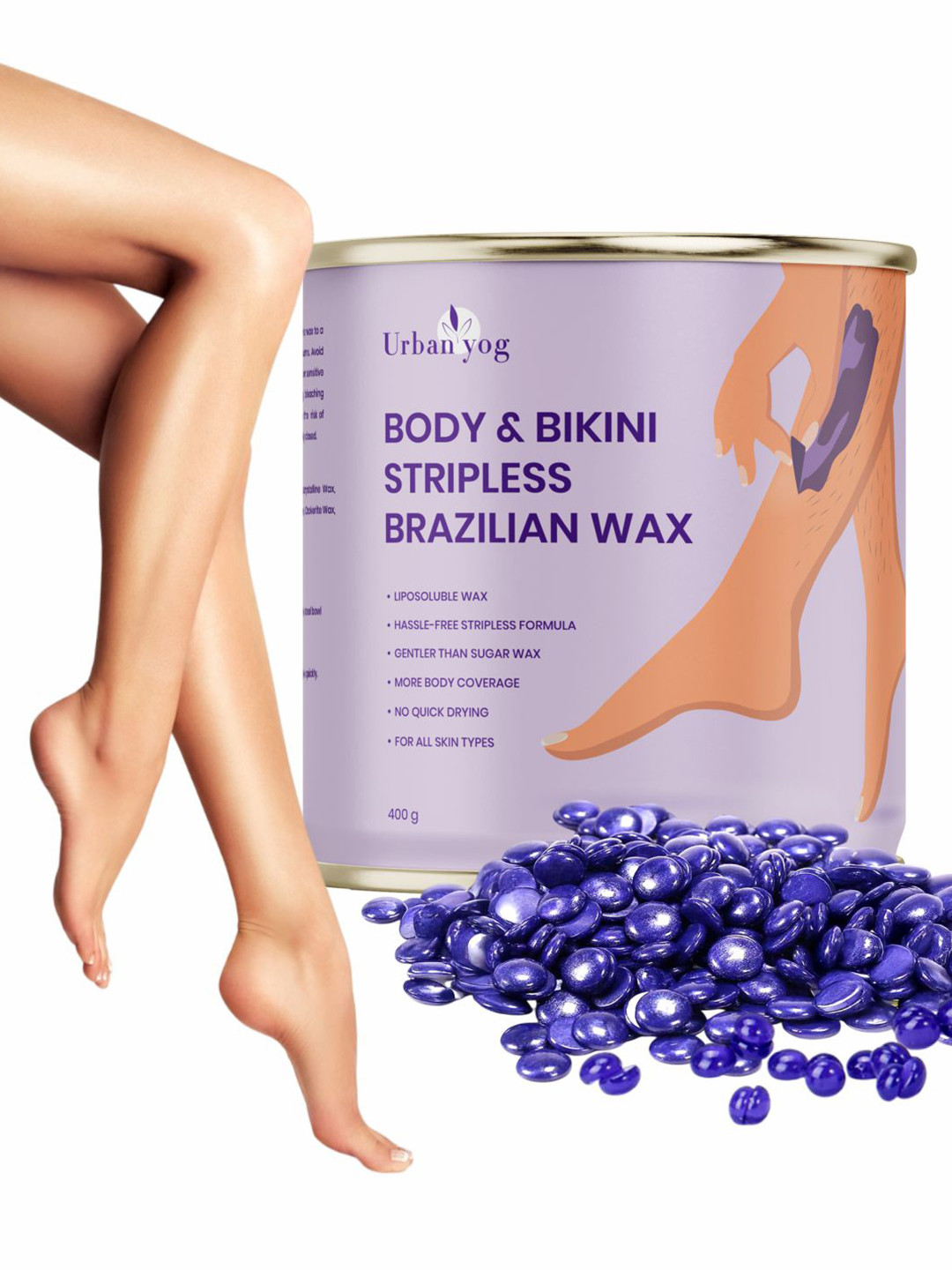 URBANYOG Stripless Brazilian Liposoluble Body and Bikini Wax Beans  - 400g
