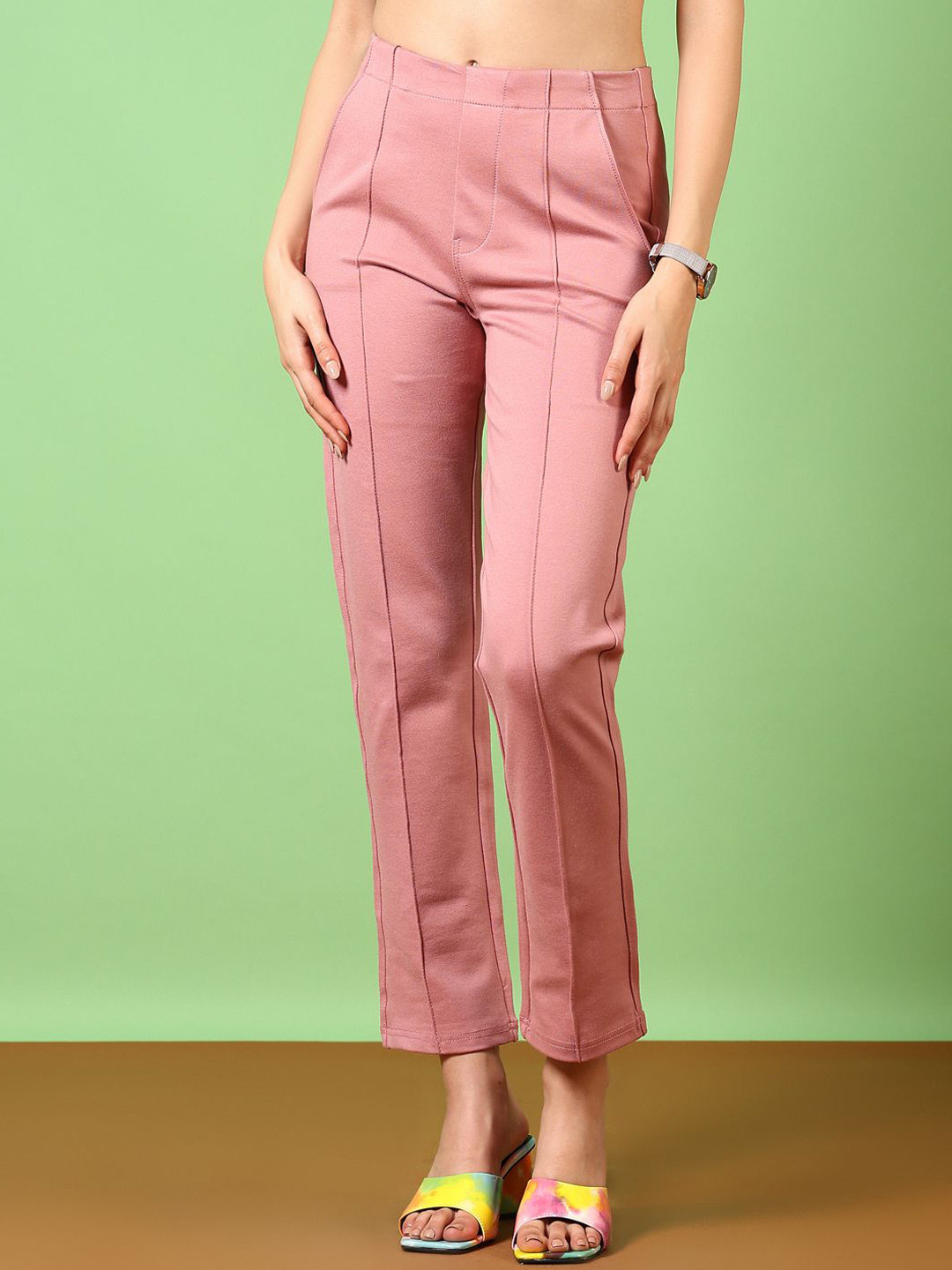 V-Mart Women Plain Regular Fit Cotton Formal Trousers