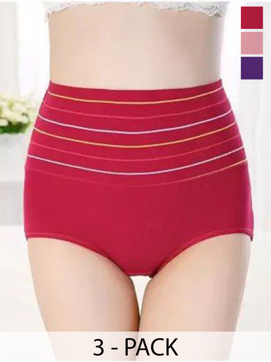 SHREE GANESH FASHION Women Pack of 3 High-Rise Hipster Briefs 2076 LP-MR-PR 003 M