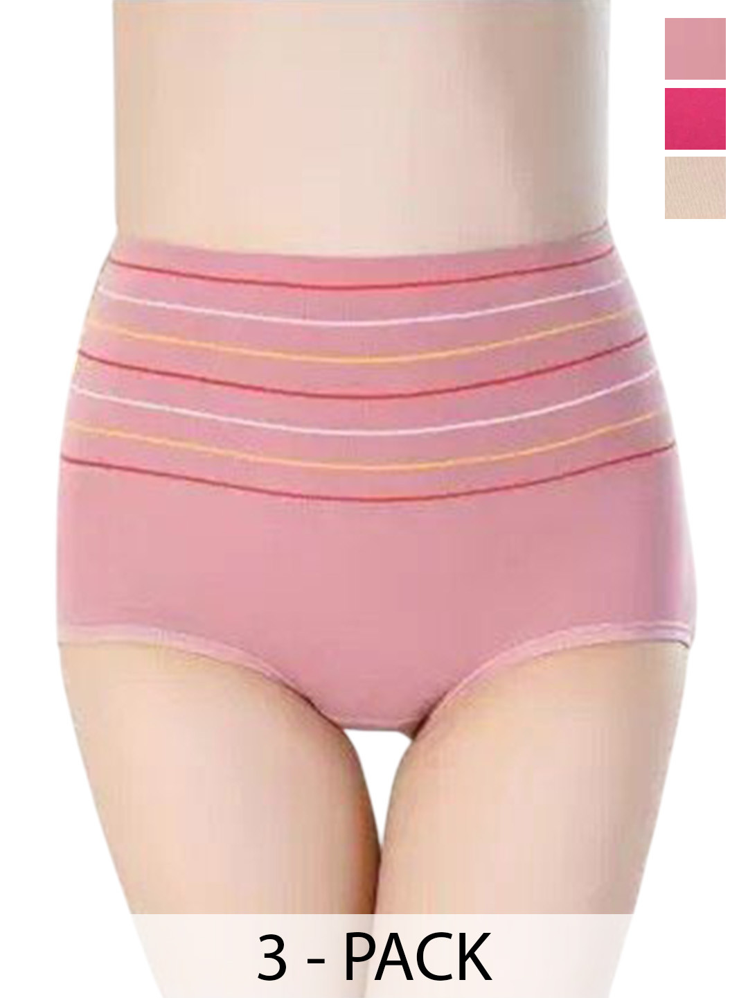 SHREE GANESH FASHION Women Pack Of 3 High-Rise Hipster Briefs 2076 GR-LP-PK 003 M
