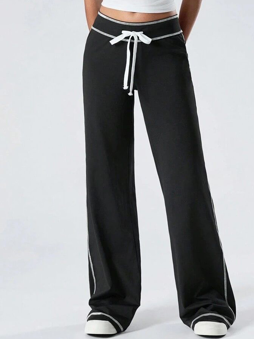 EVERDION Women Relaxed Straight Leg Straight Fit Wide Leg Trousers