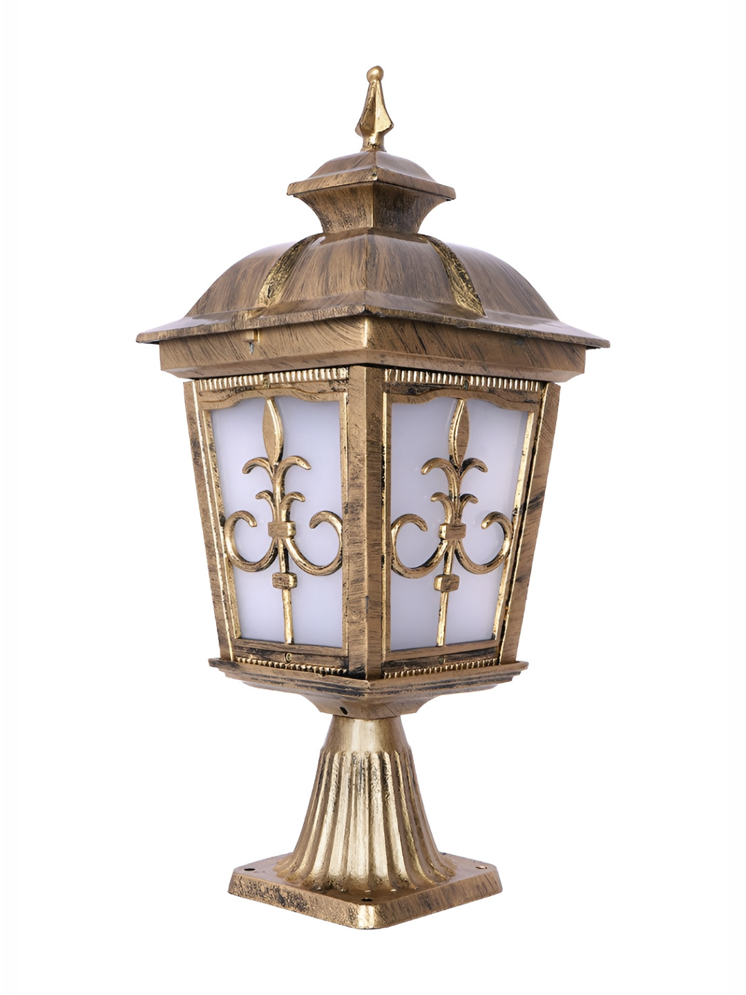 Fos Lighting Gold-Toned Floral Abstract Shaped Antique Outdoor Gate Lamp