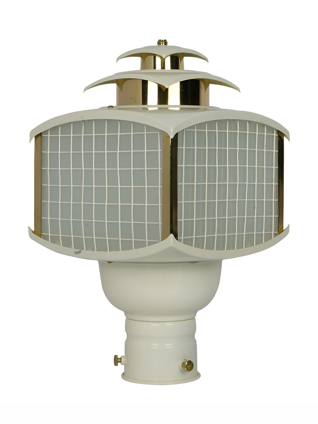 Fos Lighting Retro White & Gold-Toned Textured Square Shaped Aluminum Outdoor Gate Lamps