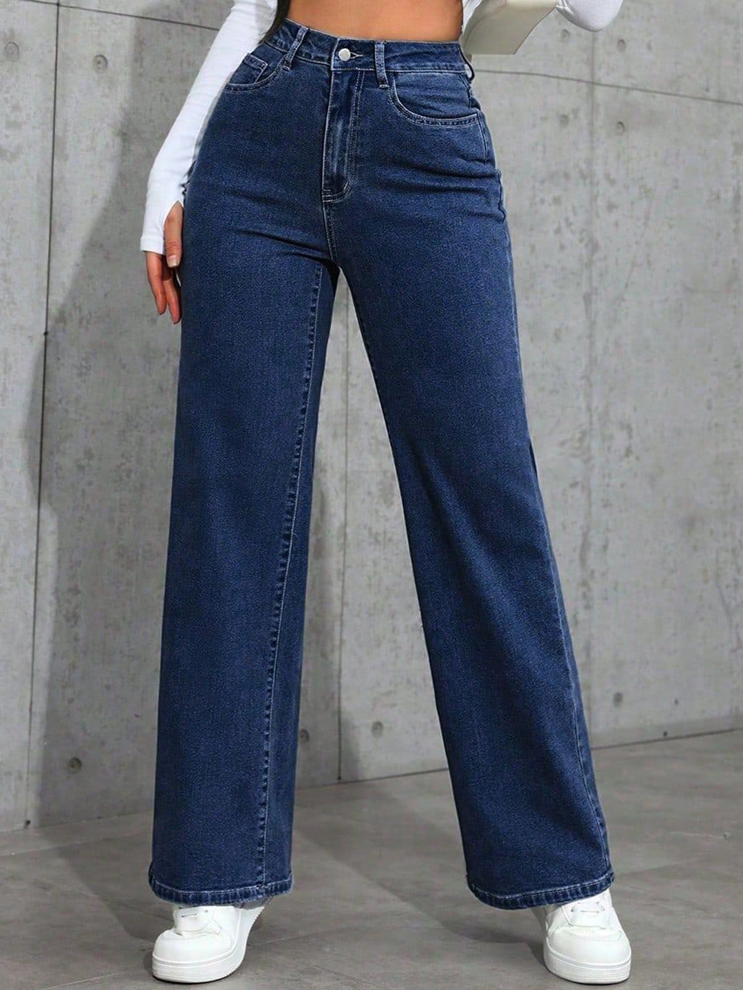 Glossia Women Comfort Straight Fit High-Rise Light Fade Acid Wash Stretchable Jeans