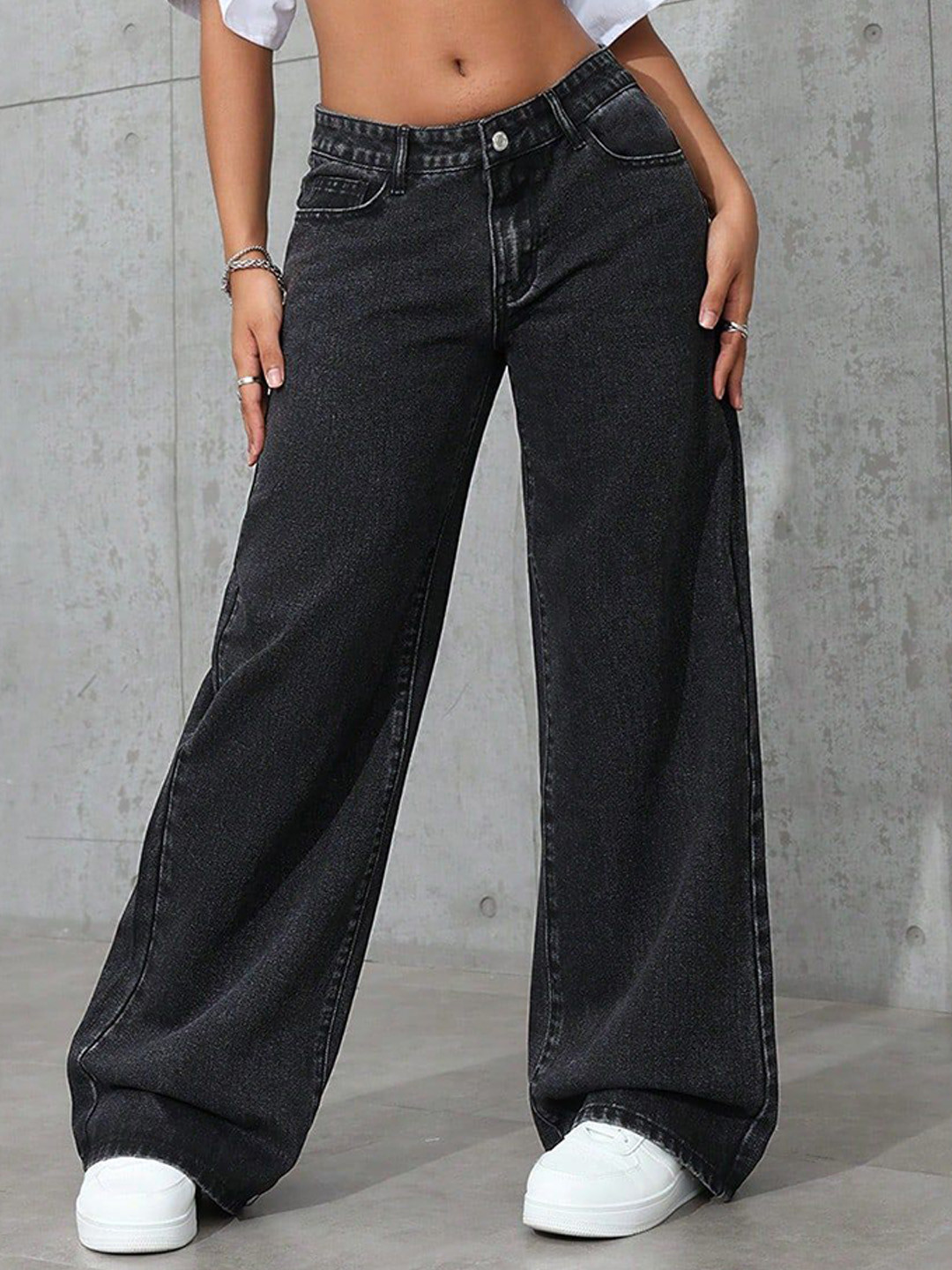 Glossia Women Comfort Straight Fit High-Rise Light Fade Acid Wash Stretchable Jeans