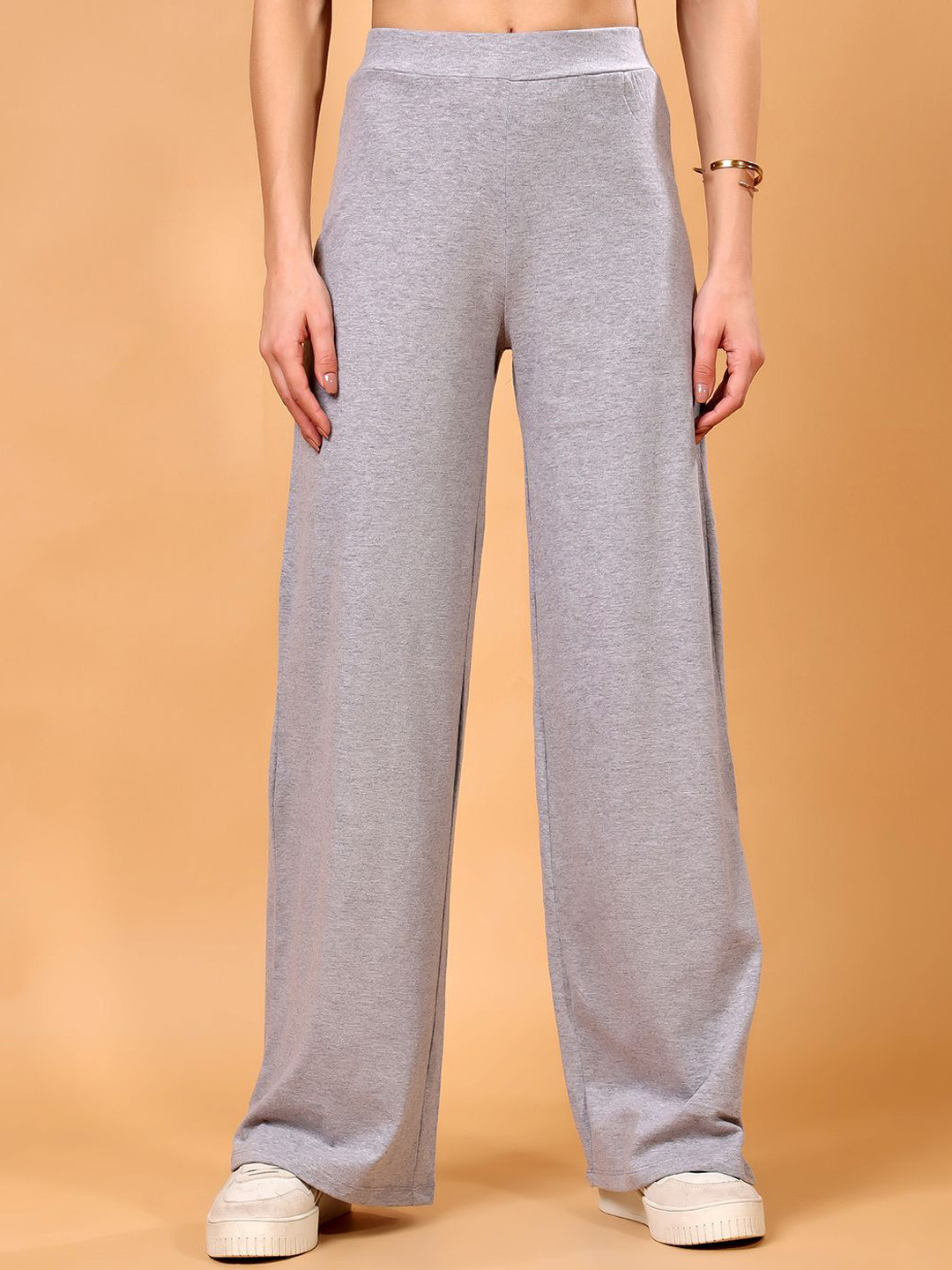 Cation Women Flared Mid-Rise Wide Leg Trousers