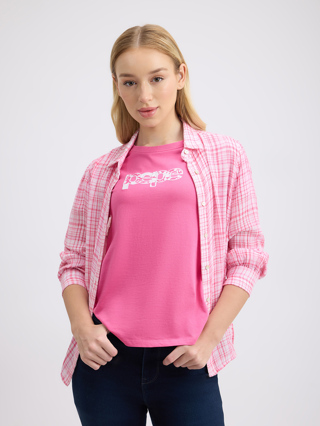 Pepe Jeans Women Typography Printed Round Neck Cotton T-shirt