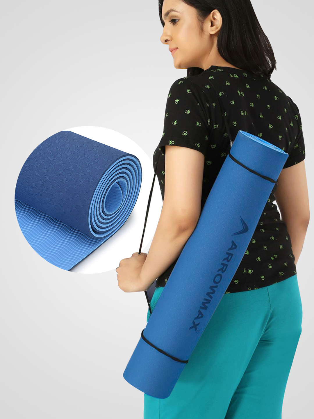 ARROWMAX TPE Eco Friendly Fitness Exercise Yoga Mat With Carrying Strap