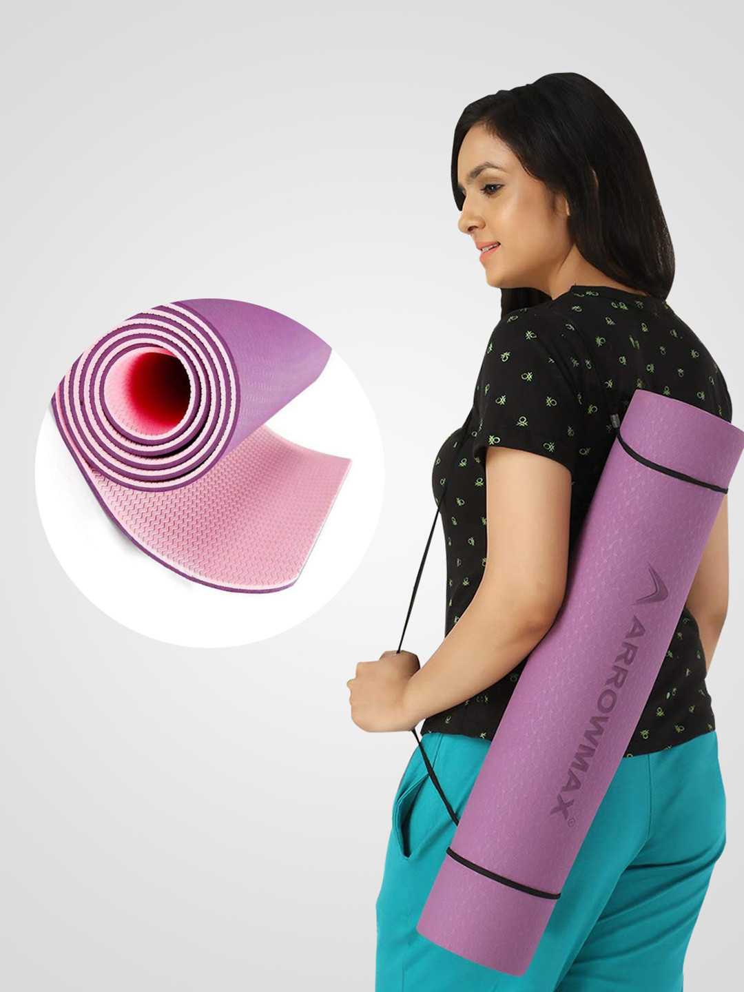 ARROWMAX TPE Eco Friendly Fitness Exercise Yoga Mat With Carrying Strap