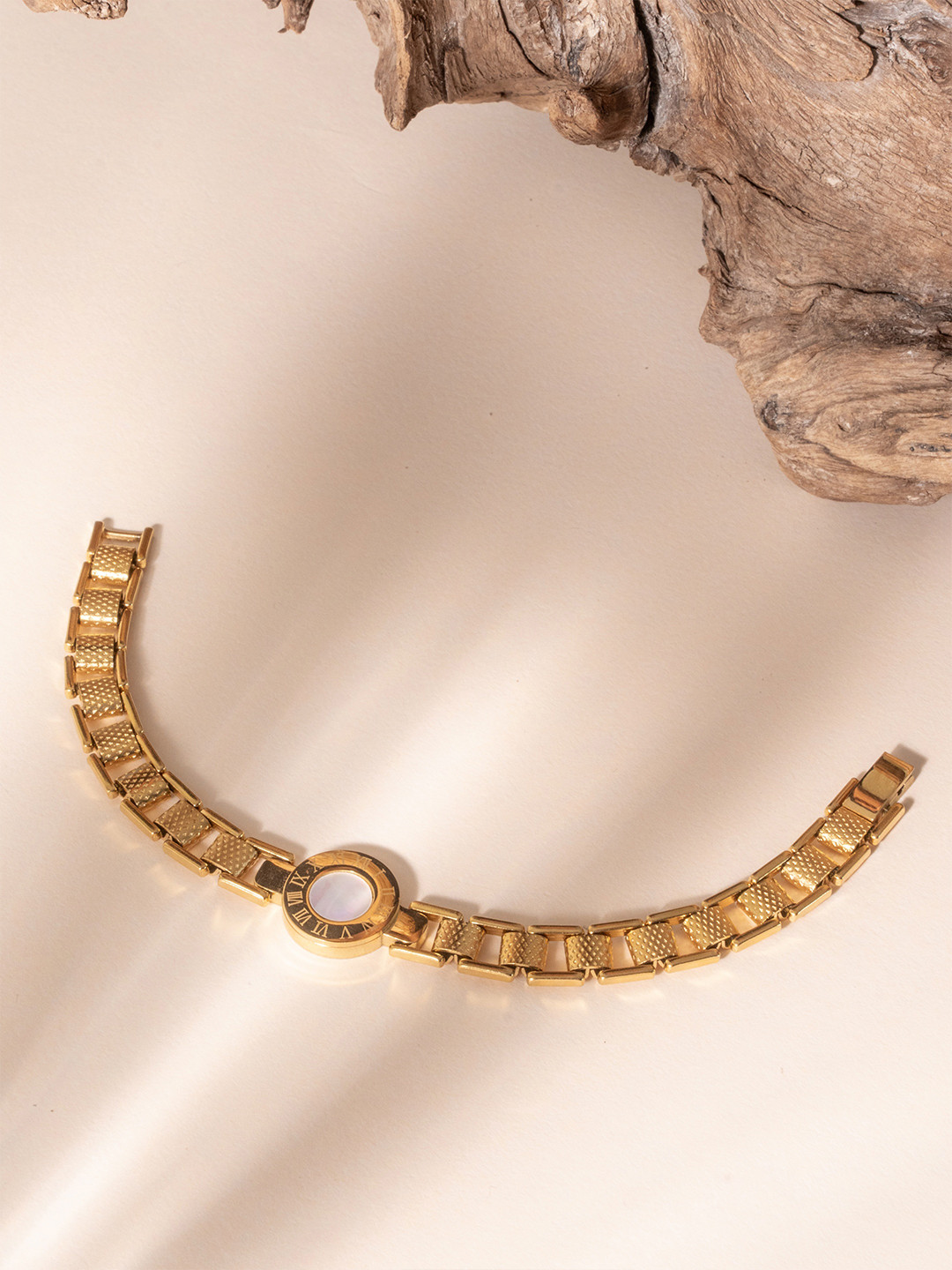 ZAISHA 18K Gold Plated Stainless Steel Dializo Strap Link Bracelet