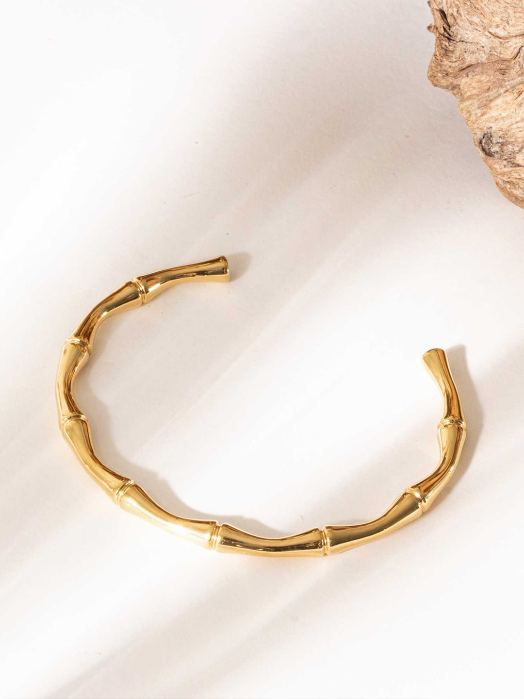 ZAISHA 18K Gold Plated Stainless Steel Sleek Cuff Bangle Bracelet