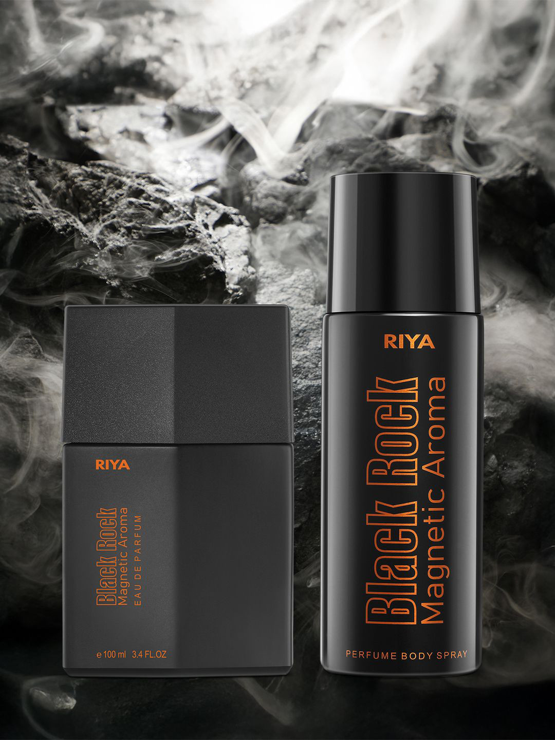 RIYA Black Rock Set Of 2 Long Lasting Eau De Perfume- 100 ml & Spray- 150 ml