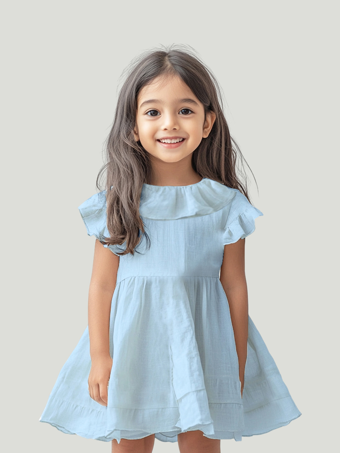 Kidbea Flutter Sleeve Pure Linen Dresses For Baby