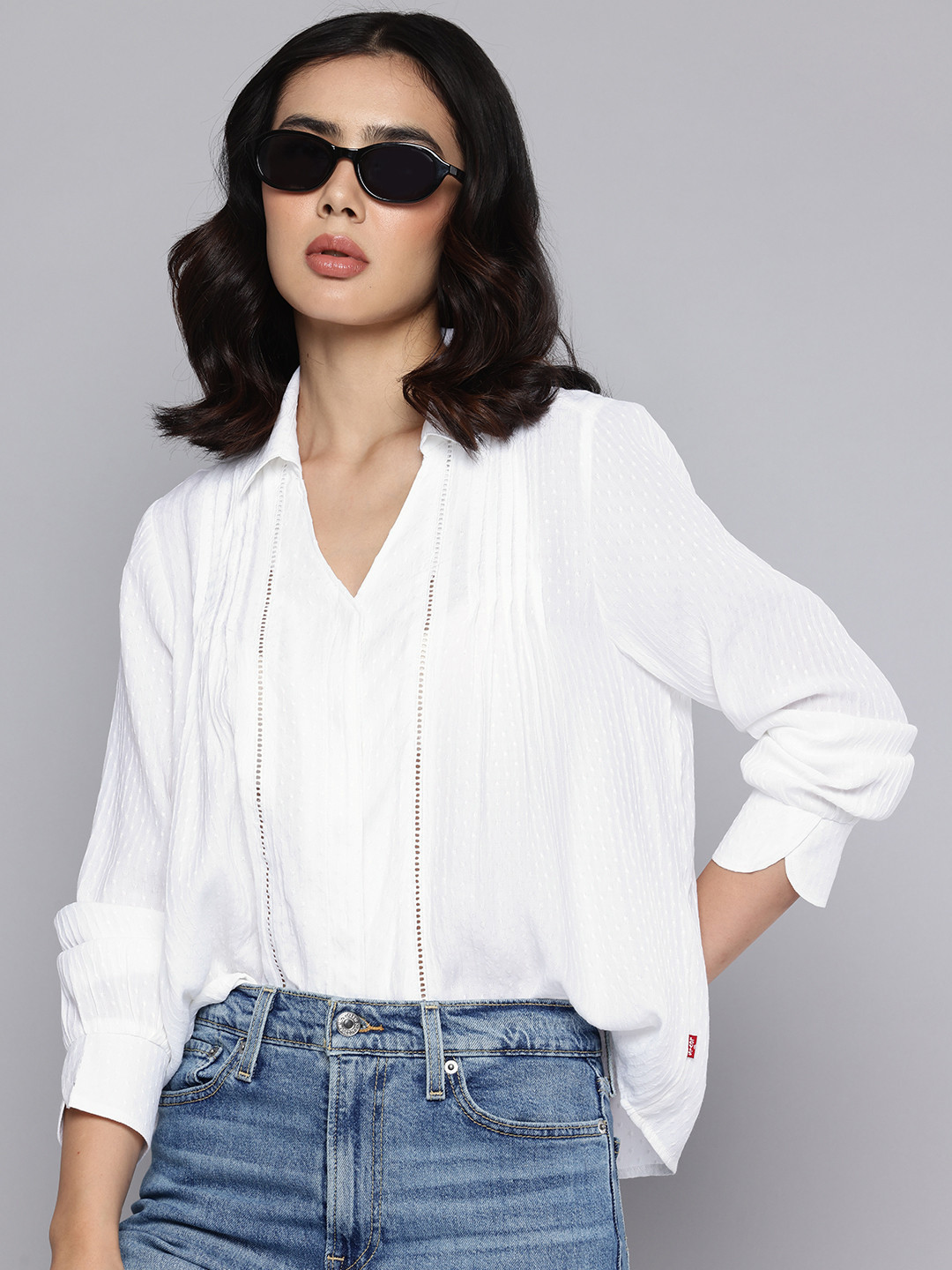 Levis Self Design Textured Lace Inserts Casual Shirt