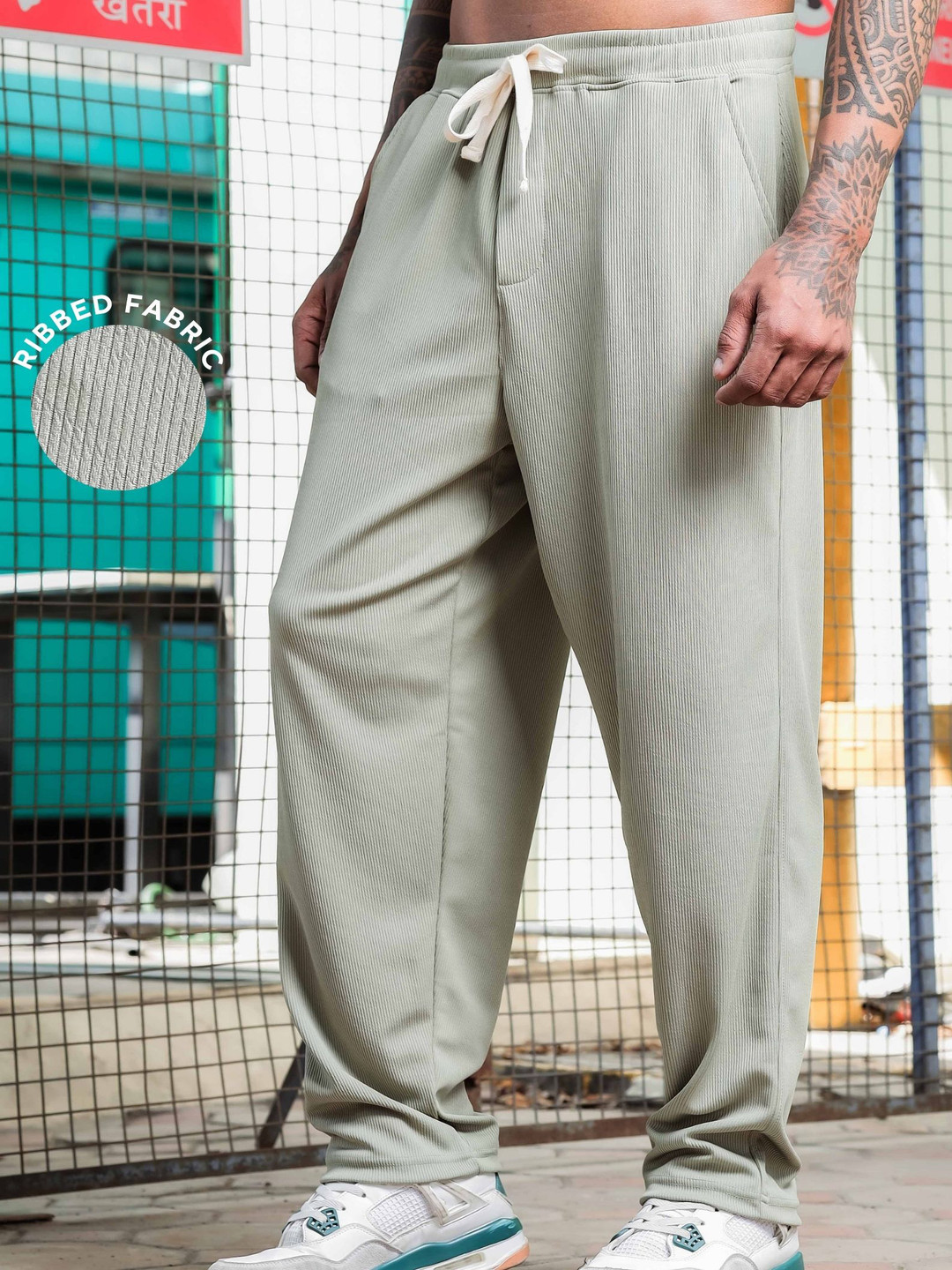 House of Koala Unisex Baggy Fit Ribbed Track Pants