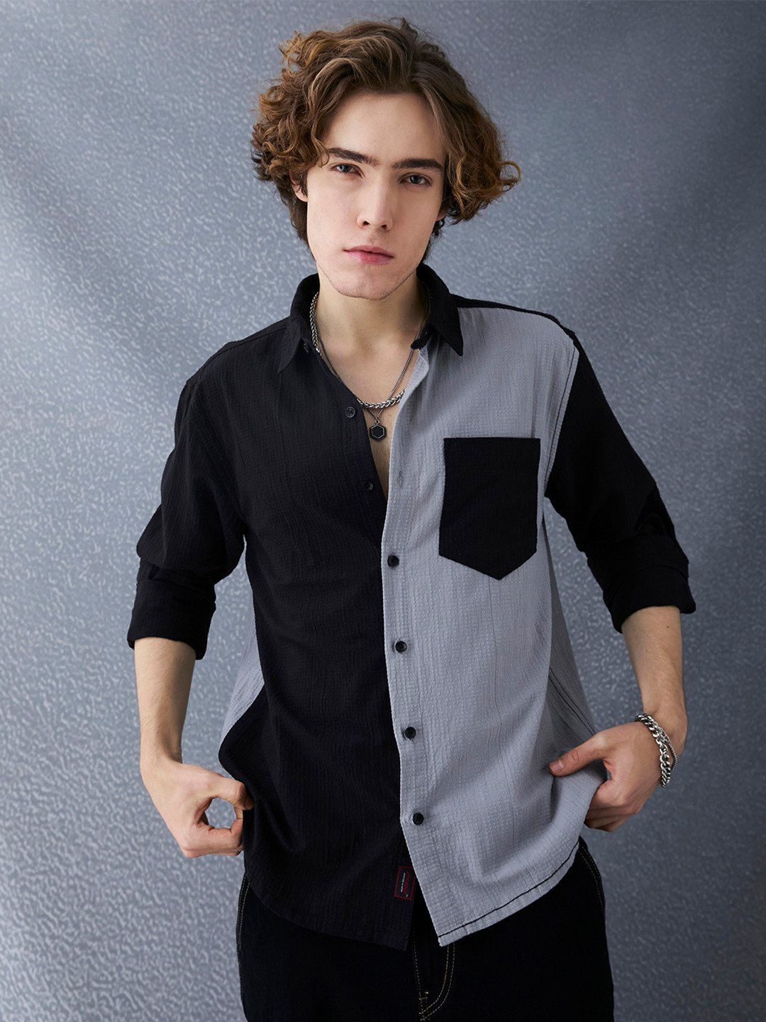 Voltedge Men Relaxed Fit Flex Premium Cotton Textured And Fusion Casual Shirt