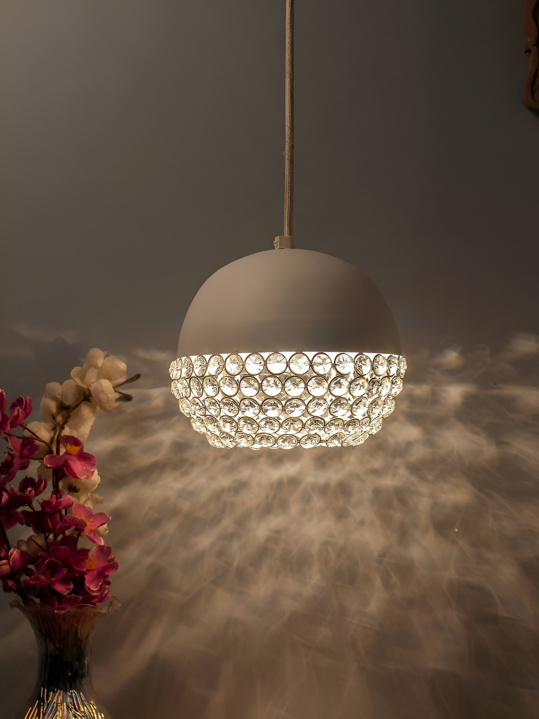Homesake White Semi-Sphere Ceiling Lamp With Bulb
